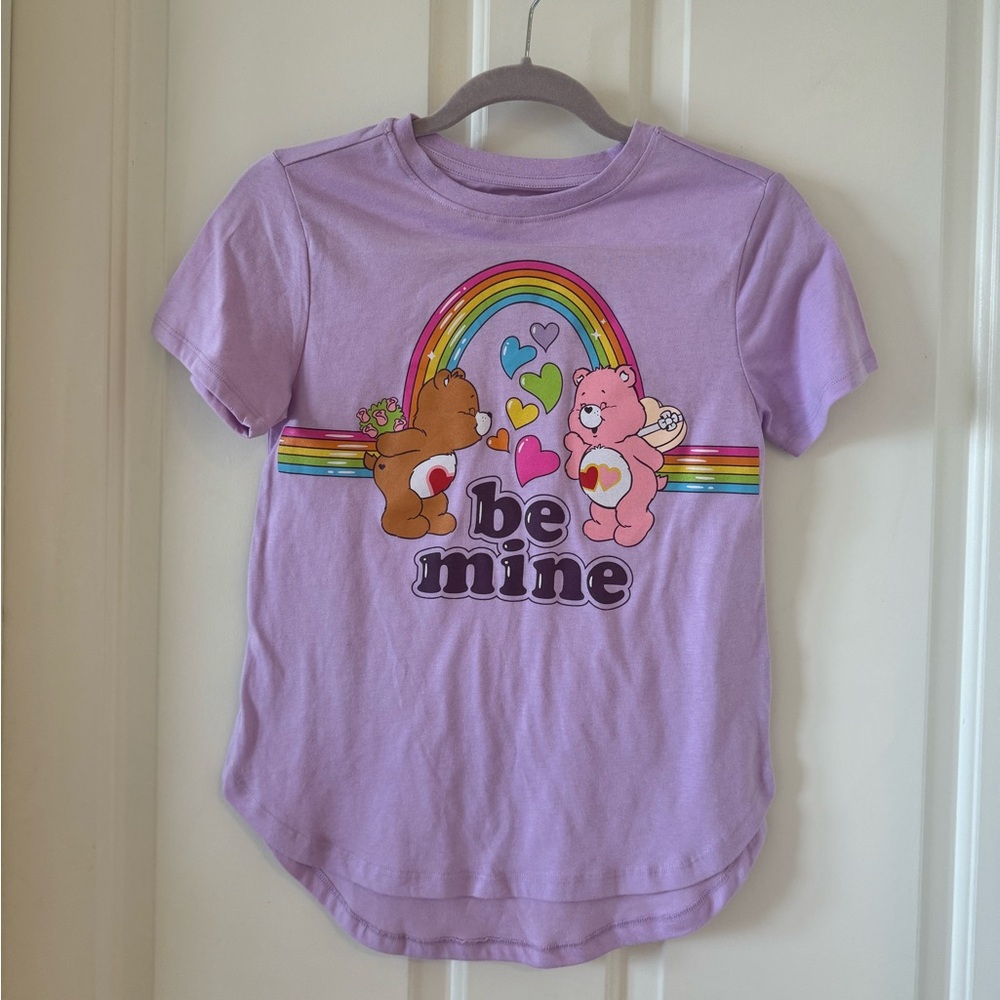 Care Bears Be Mine Purple Shirt Womens Size Small 3 - 5 Retro Valentines